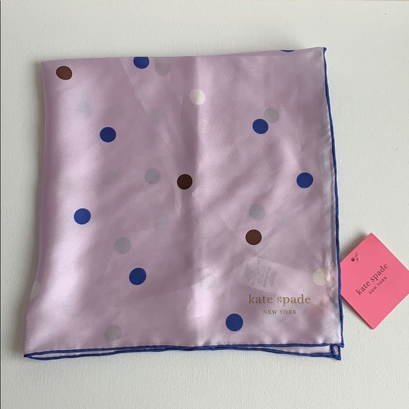 Kate Spade Bakery Dot Silk Bandana Lilac NEW - Picture 5 of 6
